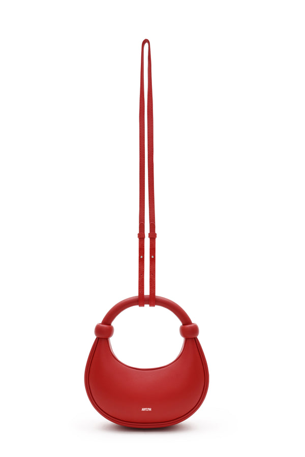 Amy Lynn Kyoto Red Leather Crossbody Crescent Bag