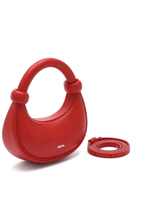Amy Lynn Kyoto Red Leather Crossbody Crescent Bag