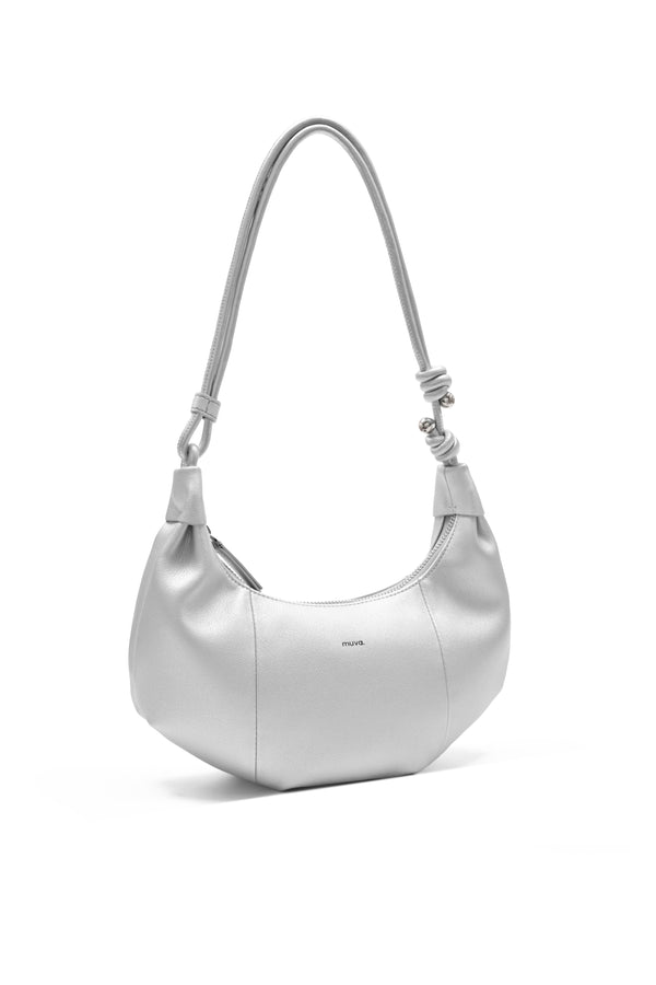 Amy Lynn Lille Silver Leather Underarm Bag