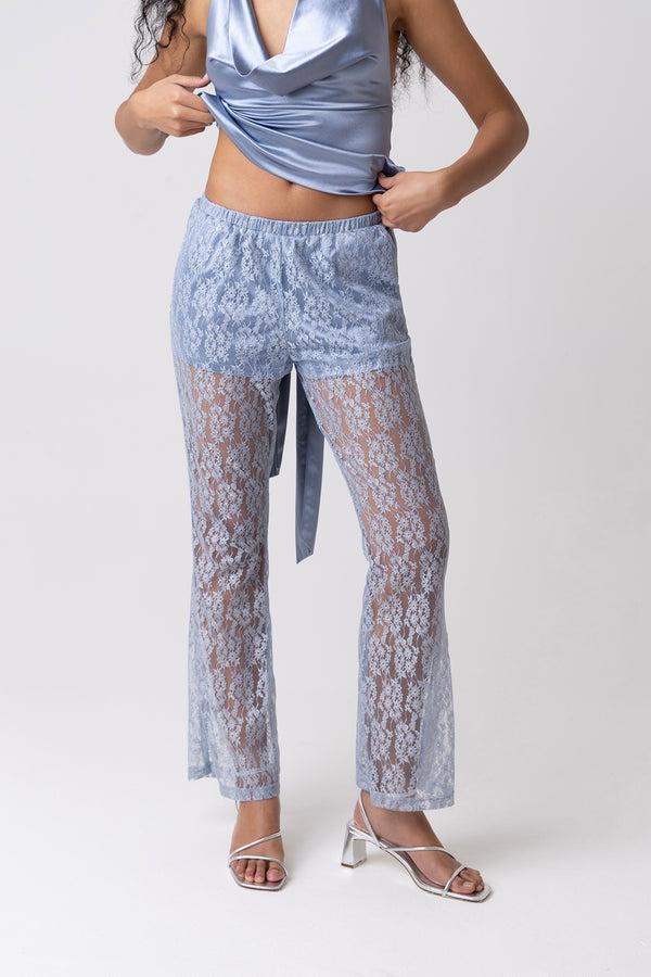 amy lynn Louella Blue Lace Trousers