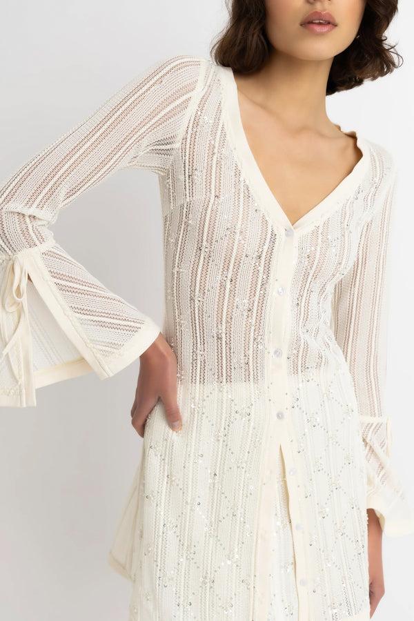 Amy Lynn Lucia Cream Crochet Embellished Dress