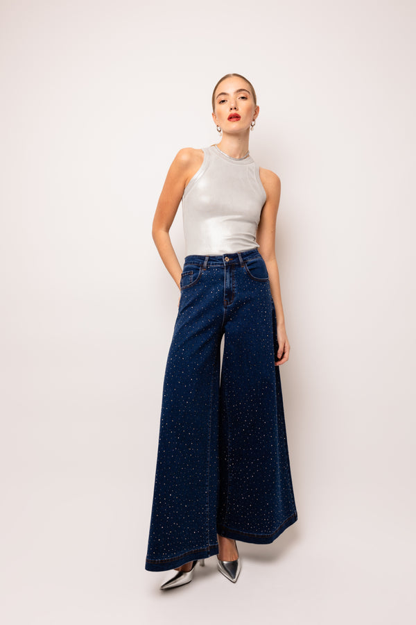 Amy Lynn Lulu Silver Metallic Racer Top