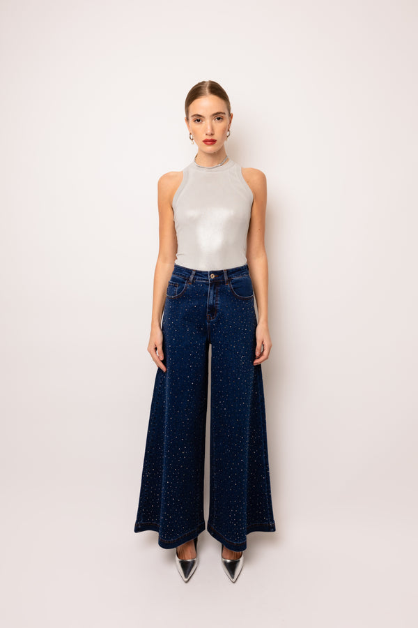 Amy Lynn Lulu Silver Metallic Racer Top