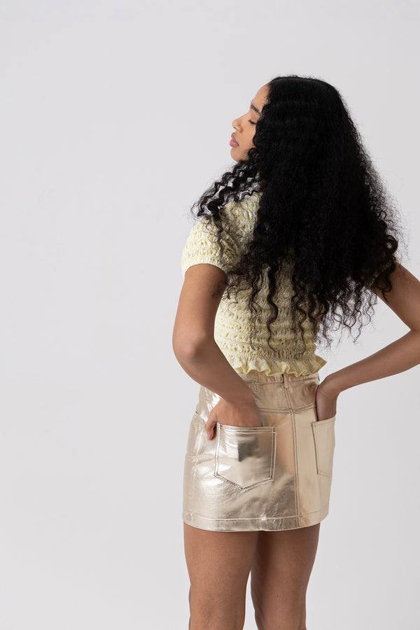 Amy Lynn Milena Gold Metallic Mini Skirt