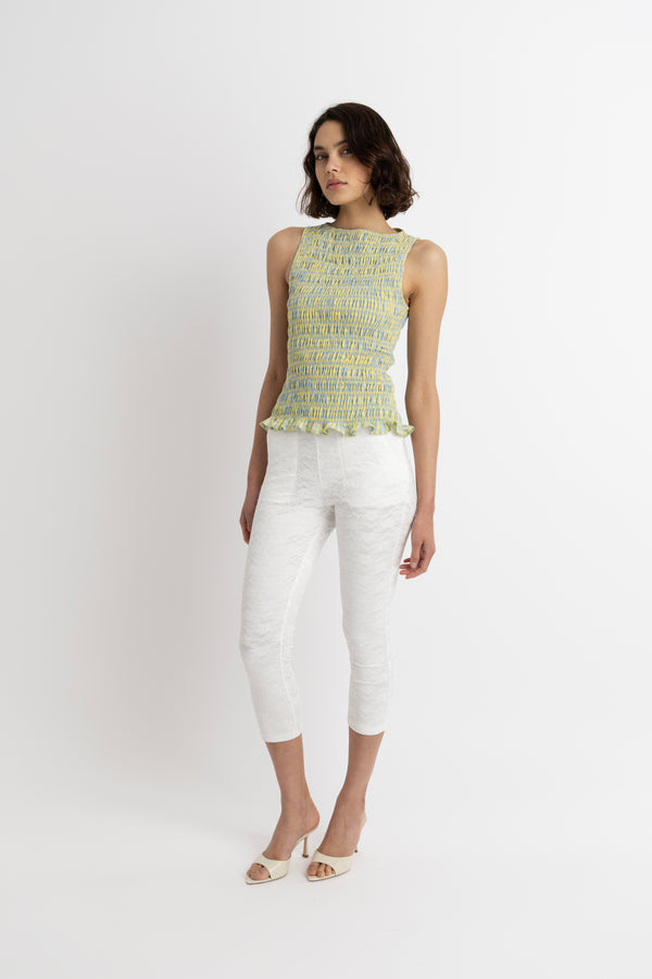 Amy Lynn Penny White Lace Capri Pants