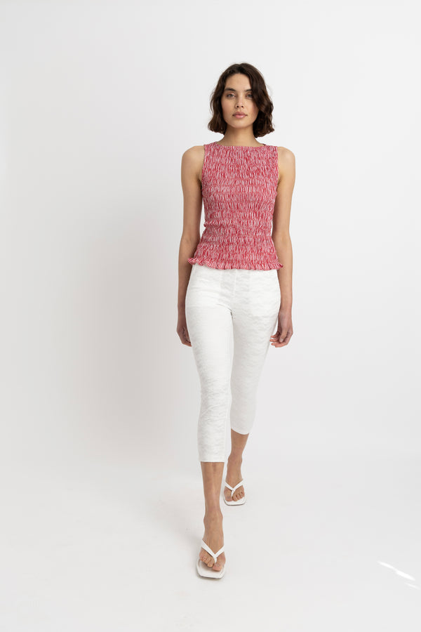 Amy Lynn Penny White Lace Capri Pants