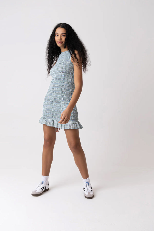 Amy Lynn Poppy Lurex Mint Check Mini Dress