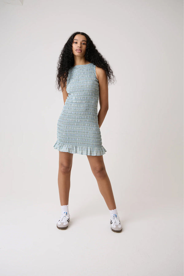 amy lynn Poppy Lurex Mint Check Mini Dress