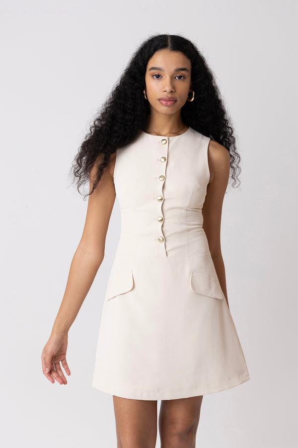 amy lynn Rita Beige Aline Dress