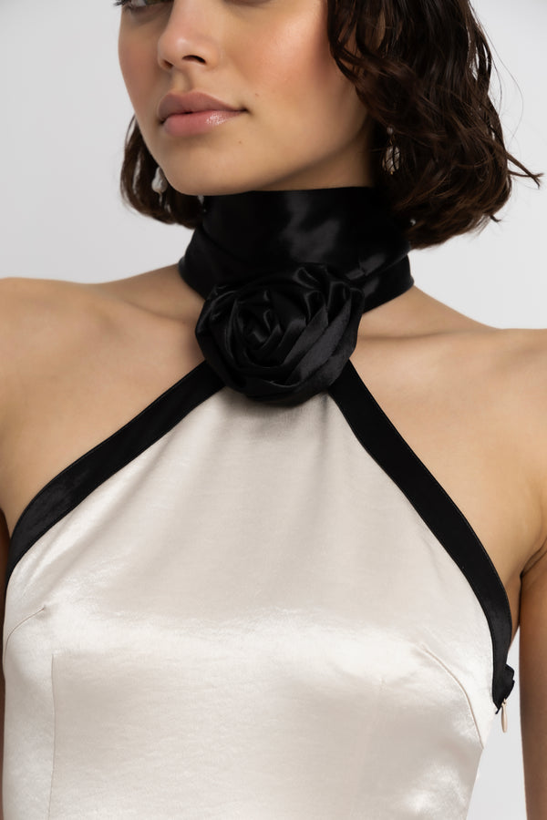 Amy Lynn Rosella Satin Halterneck Mini Dress