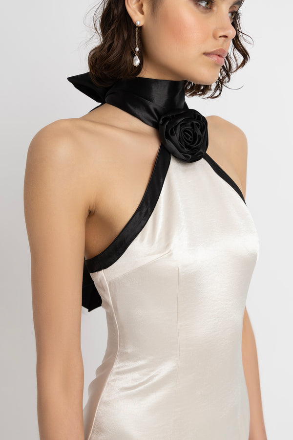 Amy Lynn Rosella Satin Halterneck Mini Dress