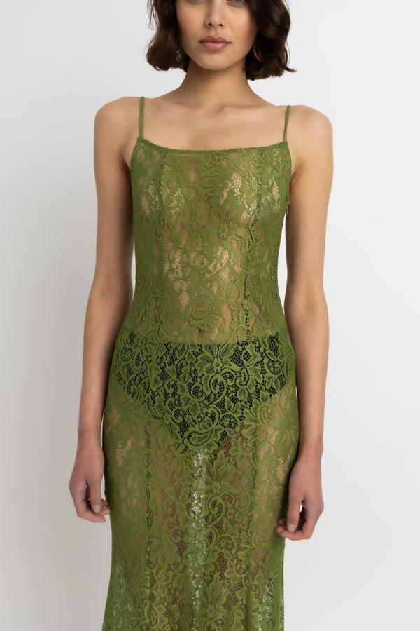 Amy Lynn Sahar Olive Floral Lace Maxi Dress
