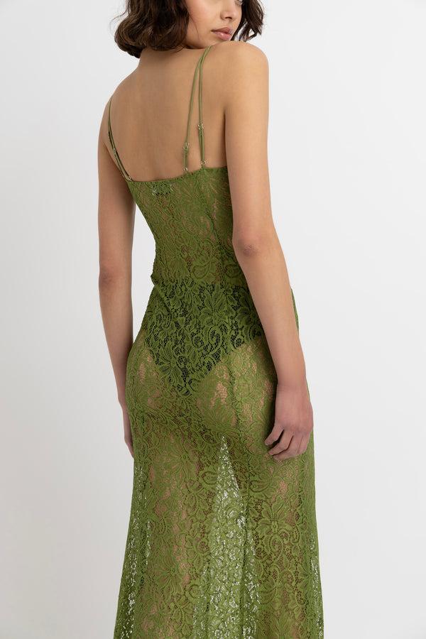 Amy Lynn Sahar Olive Floral Lace Maxi Dress