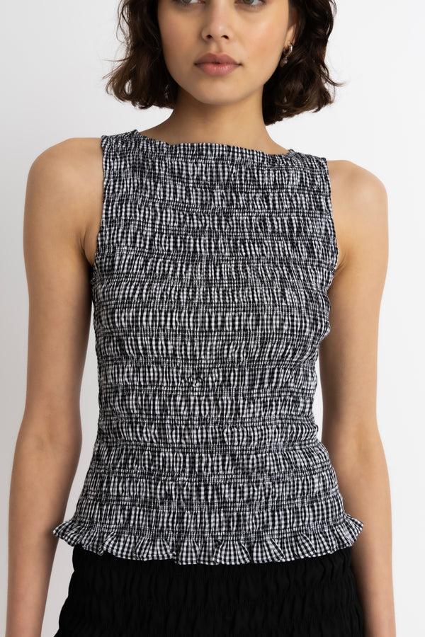 Amy Lynn Sonya Pure Cotton Black Gingham Top