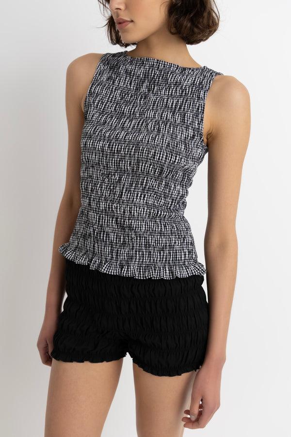 Amy Lynn Sonya Pure Cotton Black Gingham Top