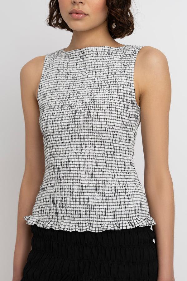 amy Lynn Sonya Pure Cotton Mono Check Top