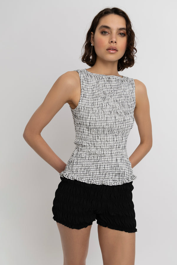 amy Lynn Sonya Pure Cotton Mono Check Top