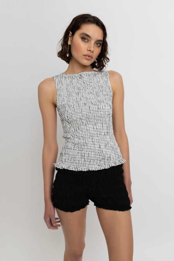 amy lynn Sonya Pure Cotton Mono Check Top