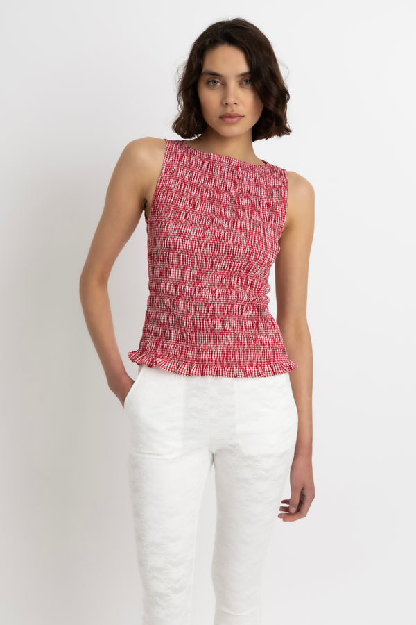 amy lynn Sonya Pure Cotton Red Gingham Top