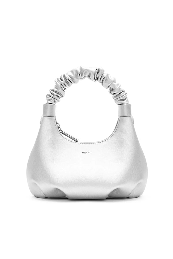 amy lynn Verona Silver Ruched Bag