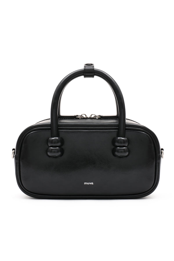 amy lynn Boston Black Leather Crossbody Rectangle Bag