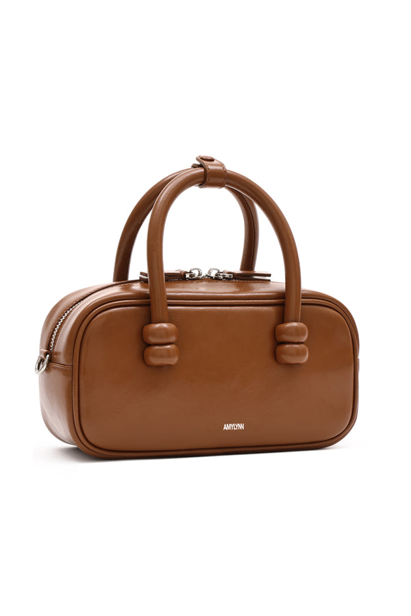 Amy Lynn Boston Brown Leather Crossbody Rectangle Bag