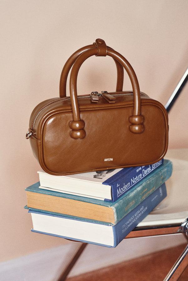 Amy Lynn Boston Brown Leather Crossbody Rectangle Bag