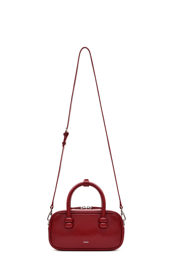 Amy Lynn Boston Red Leather Crossbody Rectangle Bag