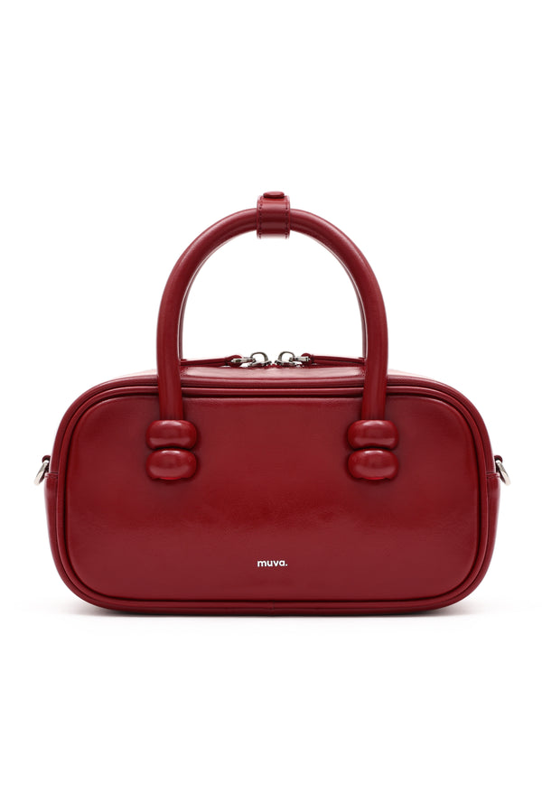 amy lynn Boston Red Leather Crossbody Rectangle Bag