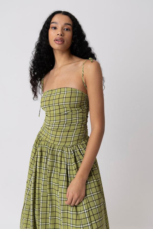 Amy Lynn Cher Alexa Green Plaid Pattern Puffball Dress