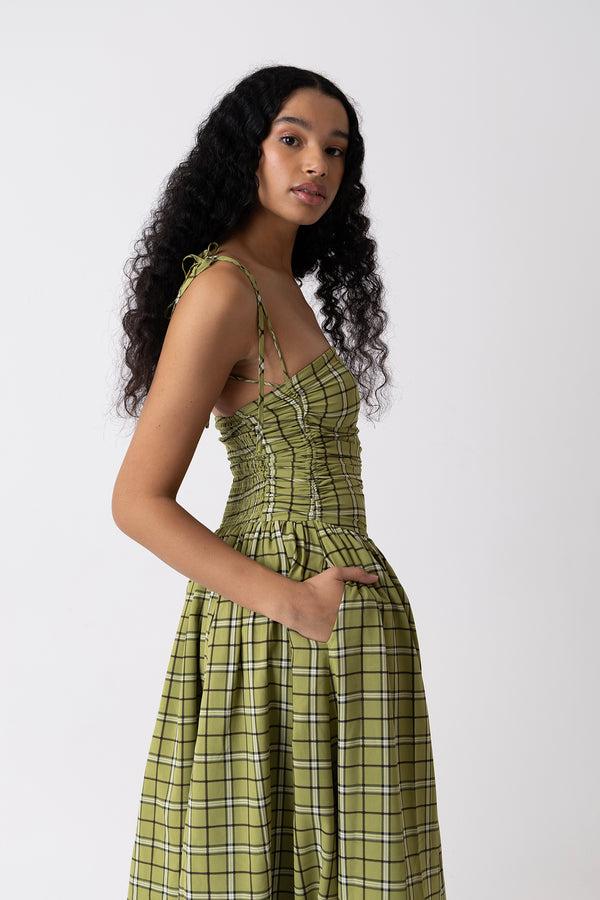 Amy Lynn Cher Alexa Green Plaid Pattern Puffball Dress