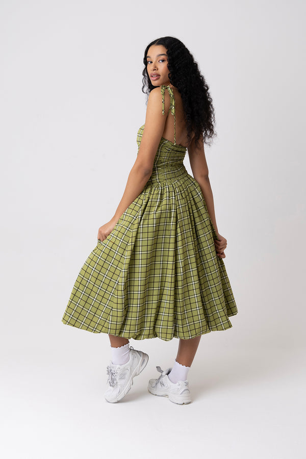 Amy Lynn Cher Alexa Green Plaid Pattern Puffball Dress