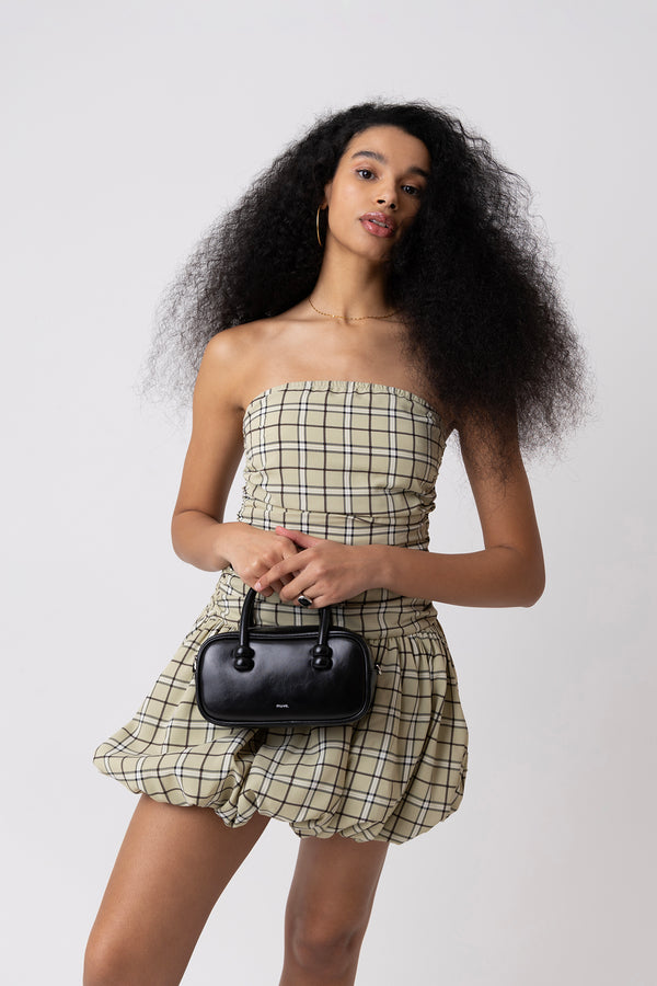 Amy Lynn Dionne Green Check Tartan Puffball Mini Dress