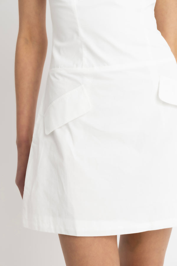 Amy Lynn Dolly White Pure Cotton Tailored Mini Dress