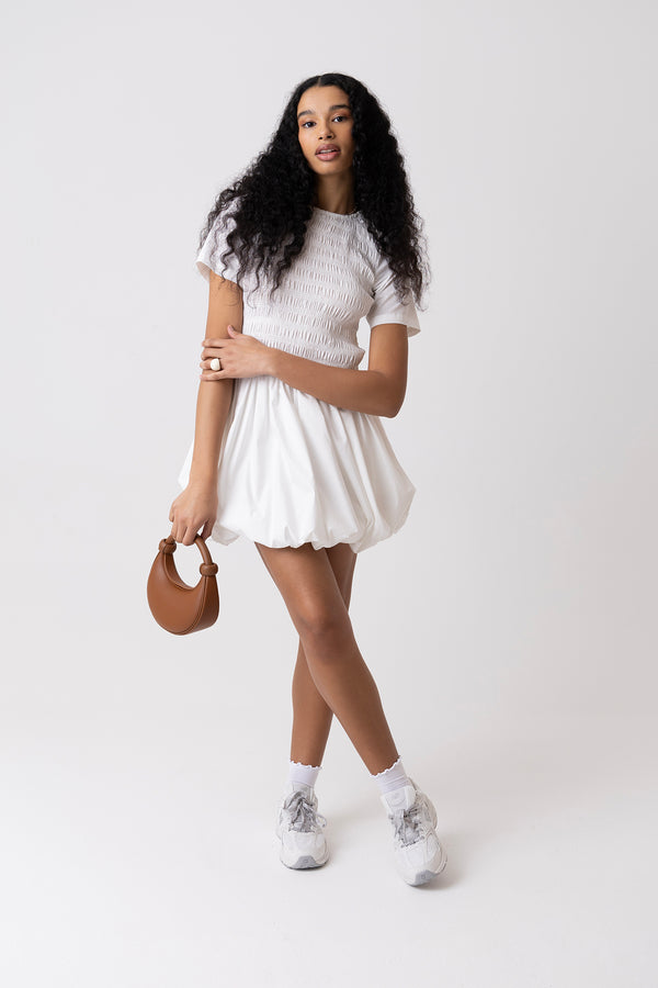 Amy Lynn Eleanor Pure Cotton White Ultra Mini Puffball Dress