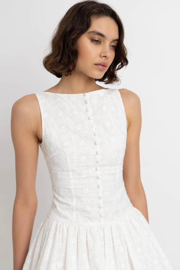 Amy Lynn Grazia Pure Cotton White Mini Puffball Dress