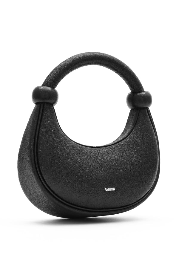Amy Lynn Kyoto Black Sparkle Leather Crossbody Crescent Bag