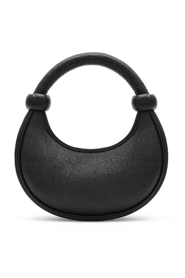 Amy Lynn Kyoto Black Sparkle Leather Crossbody Crescent Bag