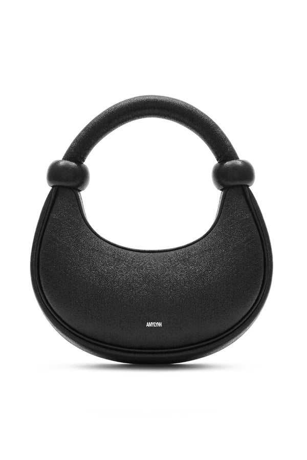 amy lynn Kyoto Black Sparkle Leather Crossbody Crescent Bag