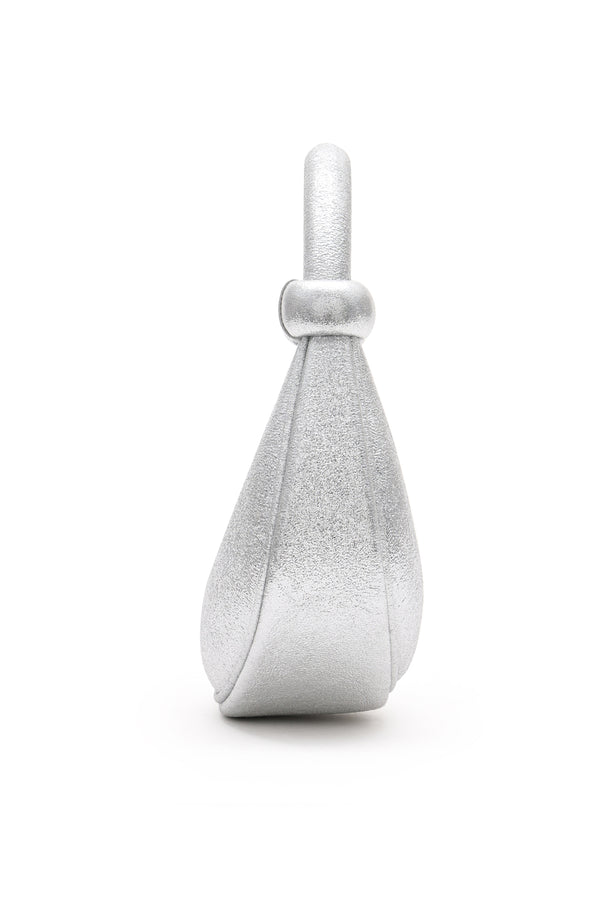 Amy Lynn Kyoto Silver Sparkle Leather Crossbody Crescent Bag