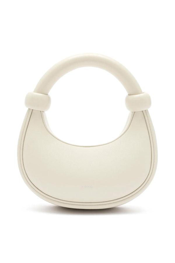amy lynn Kyoto White Leather Crossbody Crescent Bag
