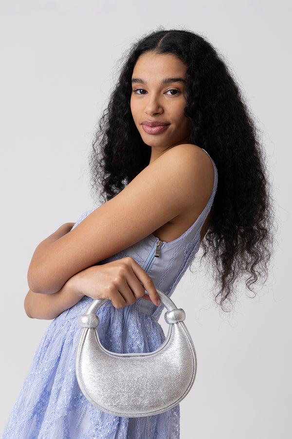 Amy Lynn Lisa Blue Lace Embellished Mini Puffball Dress