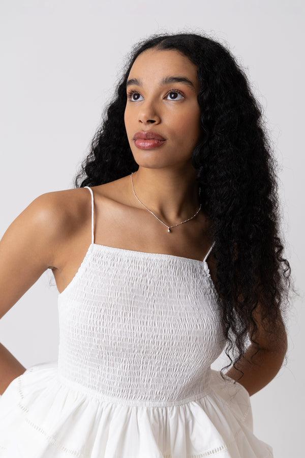 Amy Lynn Penny Pure Cotton White Shirred Peplum Top