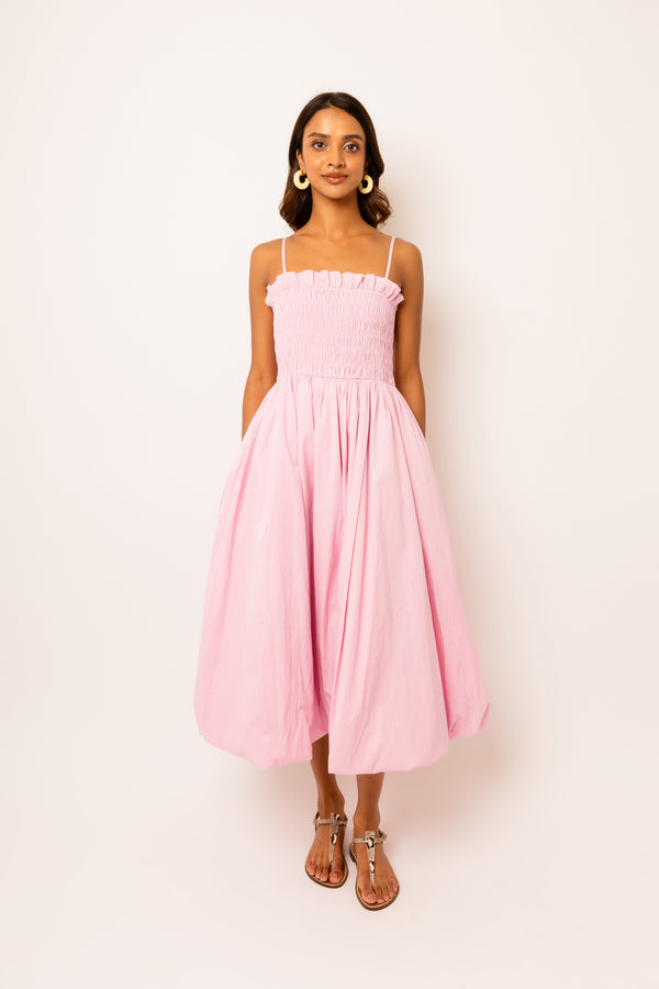 amy lynn Polly Pure Cotton Pink Stripe Puffball Dress