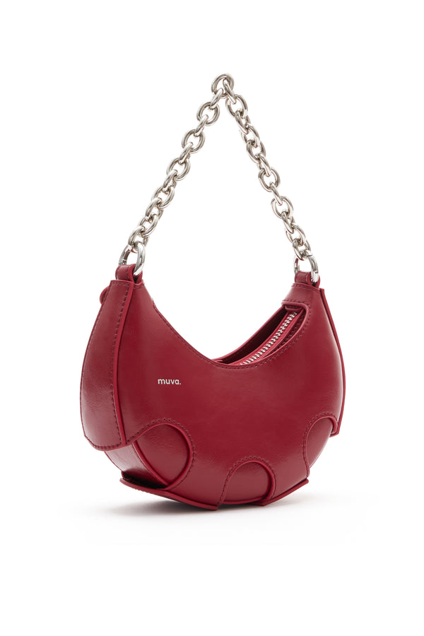 Amy Lynn Reno Red Leather Handheld Crescent Mini Bag