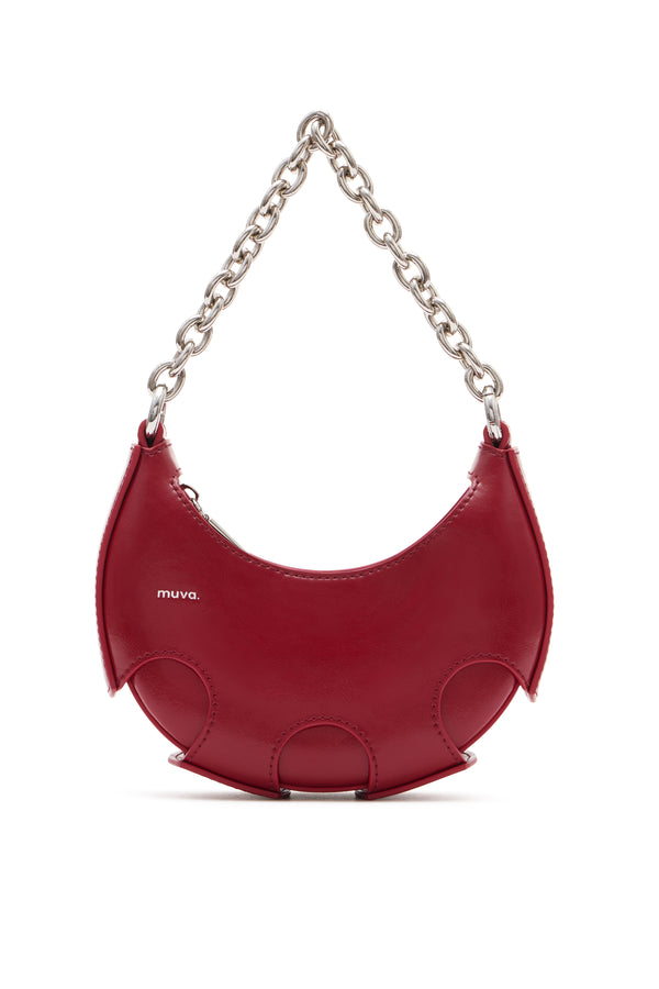 amy lynn Reno Red Leather Handheld Crescent Mini Bag
