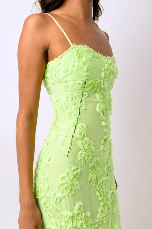 Amy Lynn Sofia Chartreuse Green Semi Sheer Maxi Dress