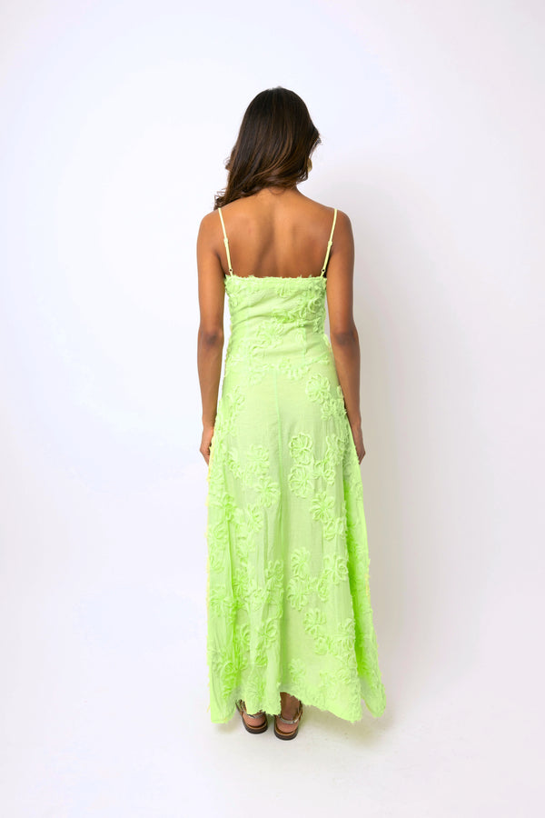 Amy Lynn Sofia Chartreuse Green Semi Sheer Maxi Dress