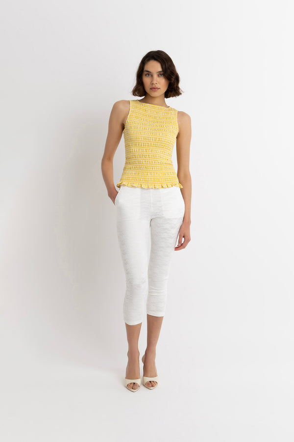 Amy Lynn Sonya Pure Cotton Lemon Yellow Gingham Top