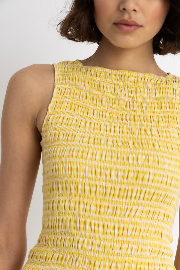 Amy Lynn Sonya Pure Cotton Lemon Yellow Gingham Top